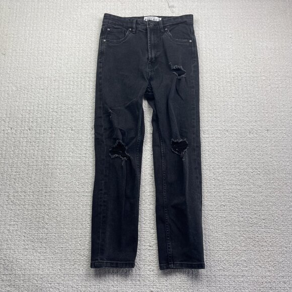 Y2K Refuge Denim Jeans Womens 01 Black Beverly Hills Distressed Skater Punk - Picture 1 of 10